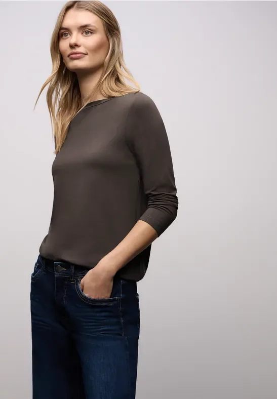 Thumbnail - Street One Frauen Longstyle Shirt in Braun, Gr: 34