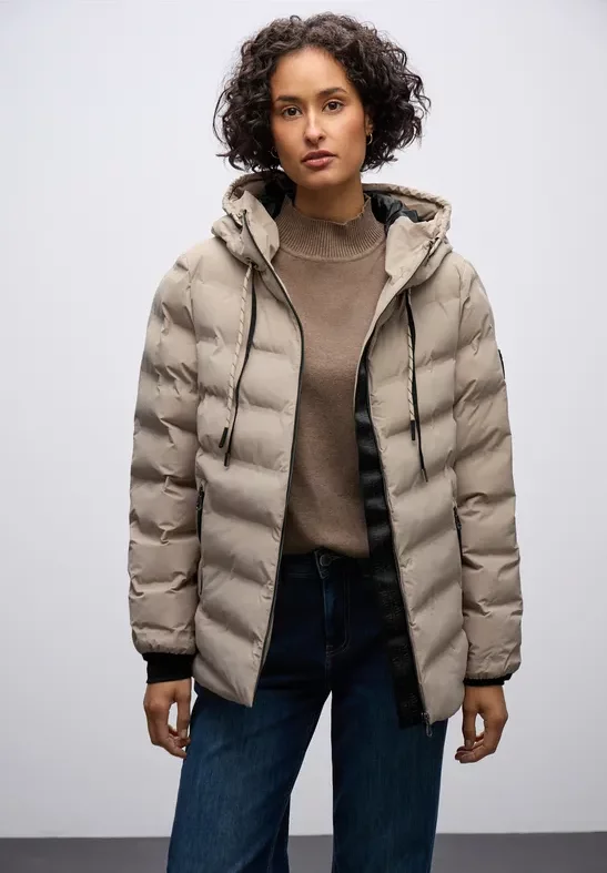 Street One Frauen Jacke mit geklebten Nähten in Beige, Gr: 36