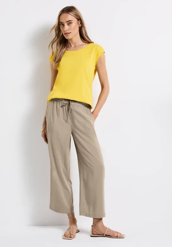 Street One Frauen Wide Leg Hose in Beige, Gr: 32