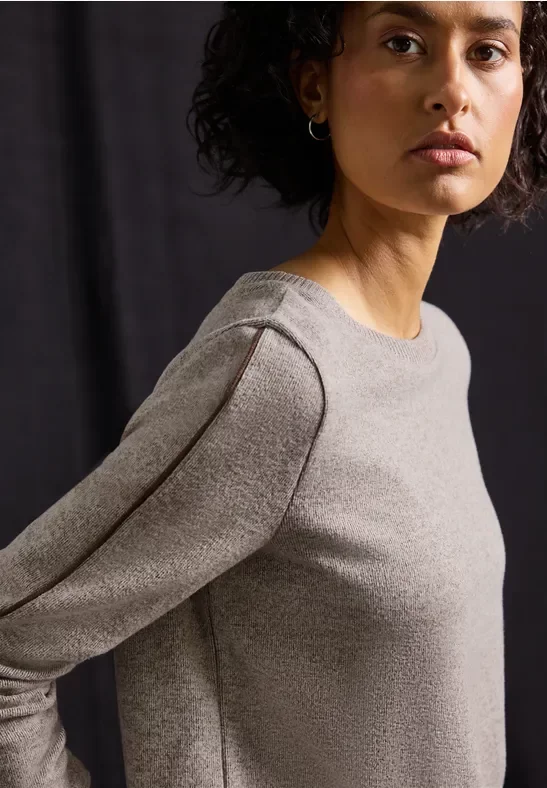 Street One Frauen Shirt mit Tape Details in Braun, Gr: 40