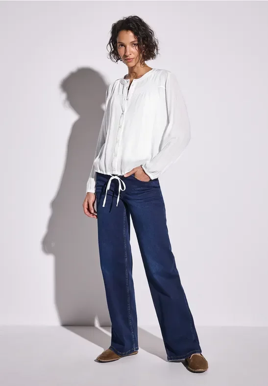 Thumbnail - Street One Frauen Crinkle-Bluse mit Raffung in Weiß, Gr: 42