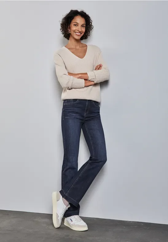 Street One Frauen Bootcut Jeans in Blau, Gr: 34