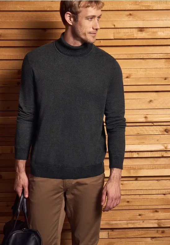 Thumbnail - Street One MEN Männer Basic Turtleneck Pullover in Grau, Gr: 3XL