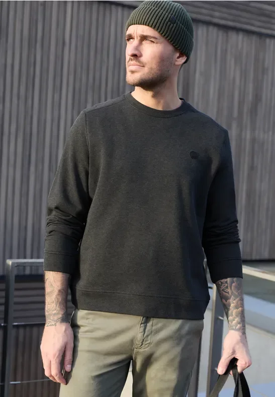 Street One MEN Männer Rundhals Sweatshirt in Grau, Gr: 3XL