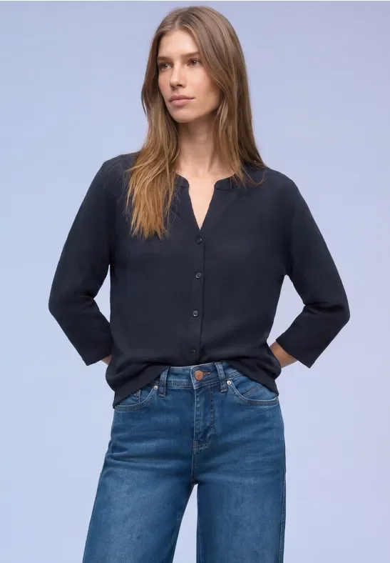 Street One Frauen Shirt im Tunika-Look in Blau, Gr: 36