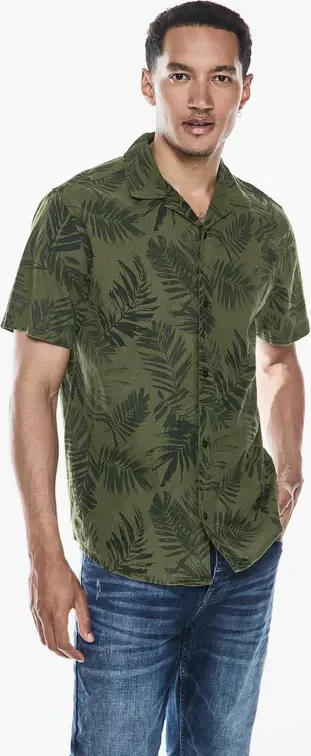 Street One MEN Männer Hemd mit Resort Print in Grün, Gr: S
