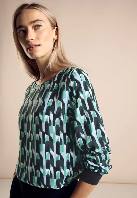 Street One Frauen Bedruckte Bluse in Grün, Gr: 46