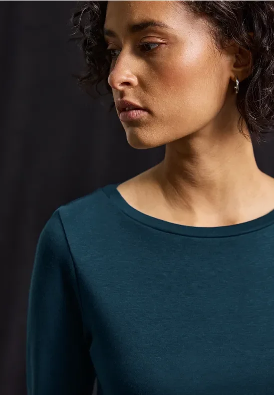 Street One Frauen Basic Langarmshirt in Türkis, Gr: 34