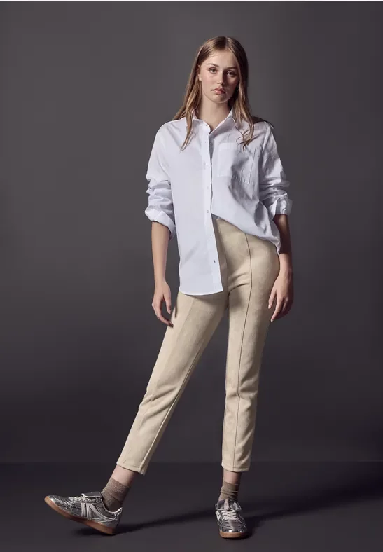 Street One Studio Frauen Velour Hose in Beige, Gr: 42