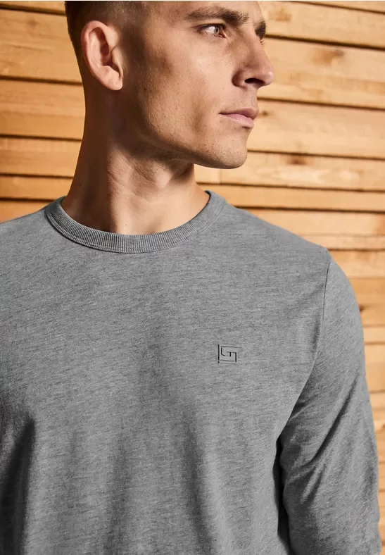Street One MEN Männer Softes Langarmshirt in Grau, Gr: L