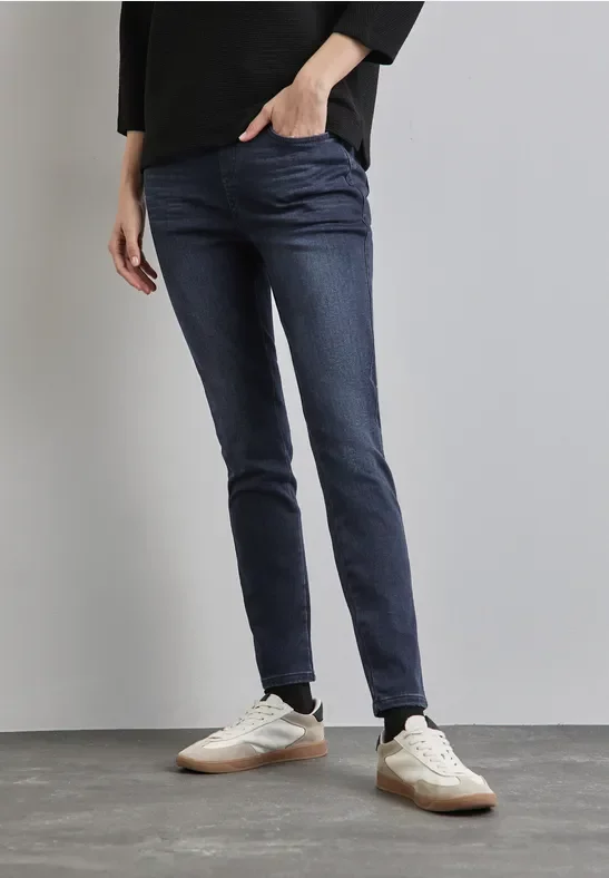 Street One Frauen Denim Thermo-Jeggings in Blau, Gr: 32