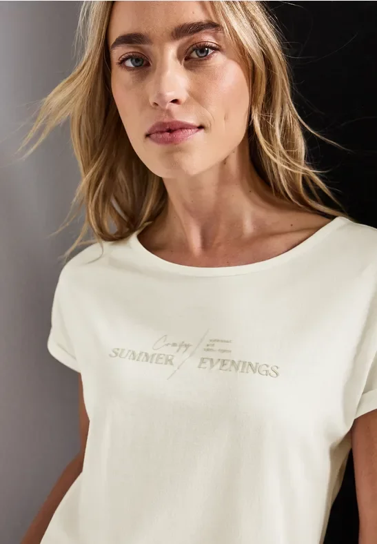 Street One Frauen Basic Shirt mit Print in Weiß, Gr: 44