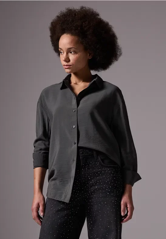 Thumbnail - Street One Studio Frauen Relaxed Fit Oversize Bluse in Grau, Gr: 46