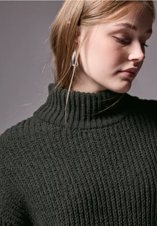 Street One Studio Frauen Chenille Sweater in Grün, Gr: 46