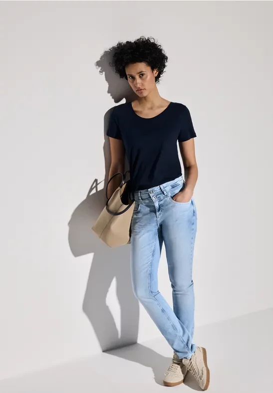 Street One Frauen Jeans im Casual Fit in Blau, Gr: 27