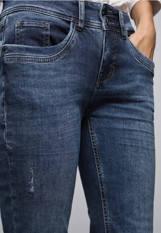 Street One Frauen Casual Fit Jeans in Blau, Gr: 34