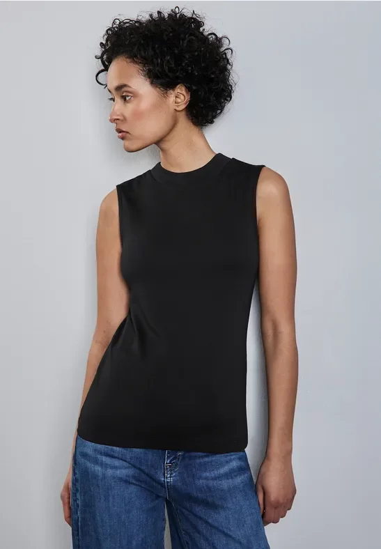 Thumbnail - Street One Frauen Basic Top mit Turtleneck in Schwarz, Gr: 46