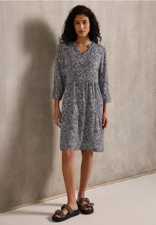 Thumbnail - Street One Studio Frauen Gemustertes Tunika-Kleid in Blau, Gr: 46