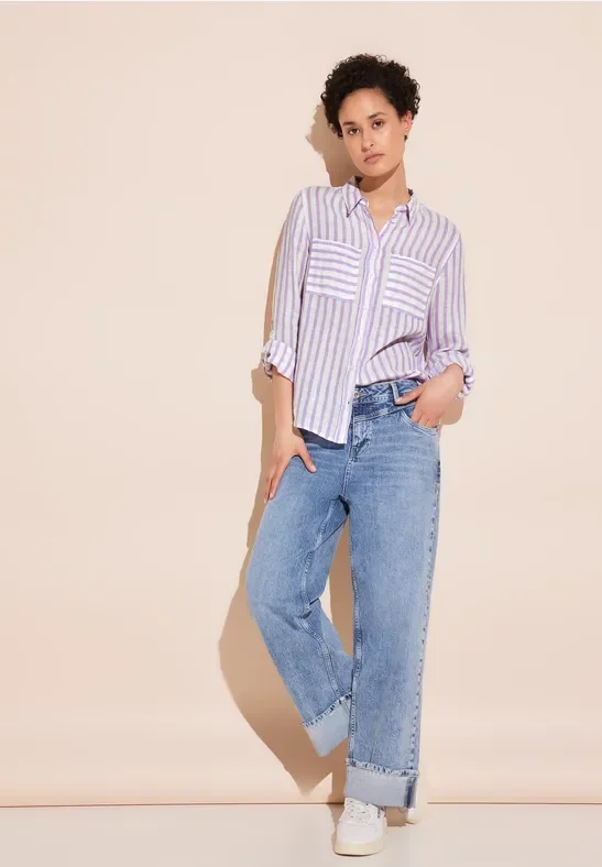 Street One Frauen Gestreifte Bluse in Lila, Gr: 46