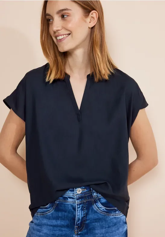 Street One Frauen Viskose Blusenshirt in Blau, Gr: 36