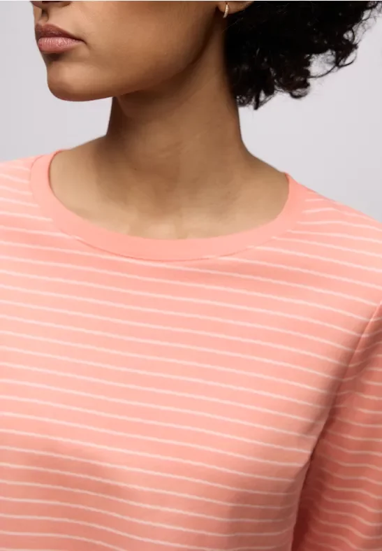 Street One Frauen Gestreiftes Shirt in Orange, Gr: 44