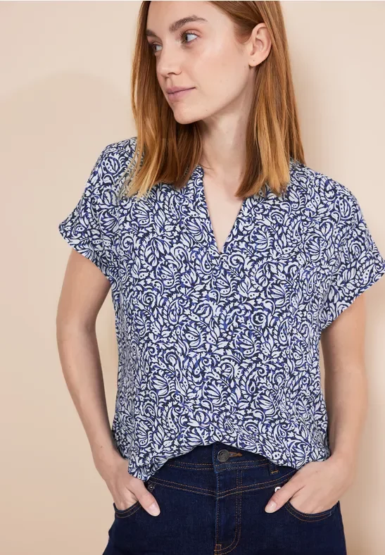 Street One Frauen Print Blusenshirt in Blau, Gr: 36