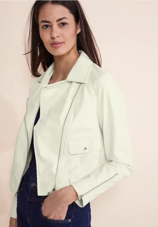 Street One Frauen Coole Bikerjacke in Beige, Gr: 40