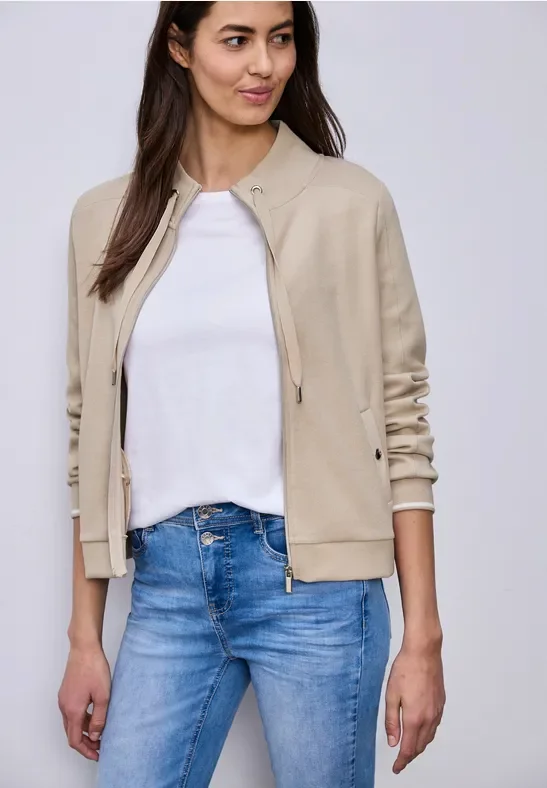 Street One Frauen Zipper Jacke in Beige, Gr: 36