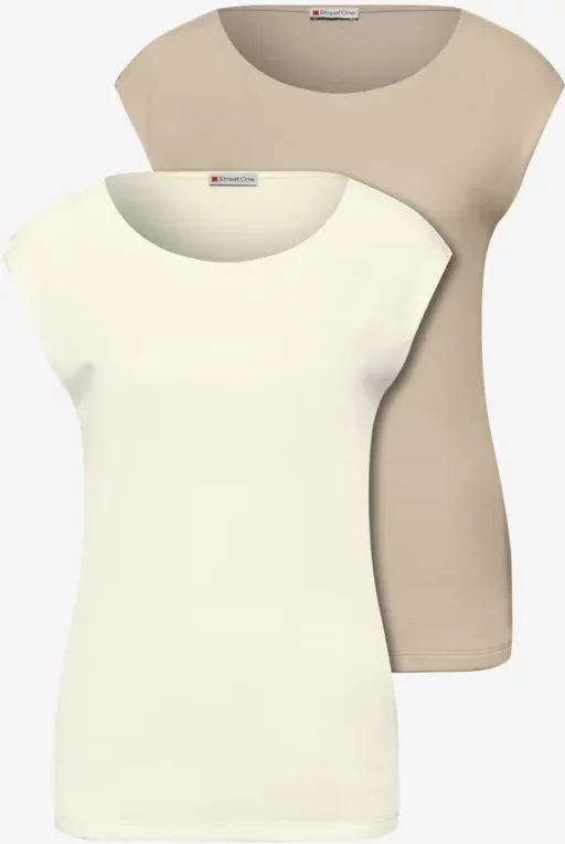 Street One Frauen Basic Shirt mit Boatneck im 2er-Pack in Multicolour, Gr: 38