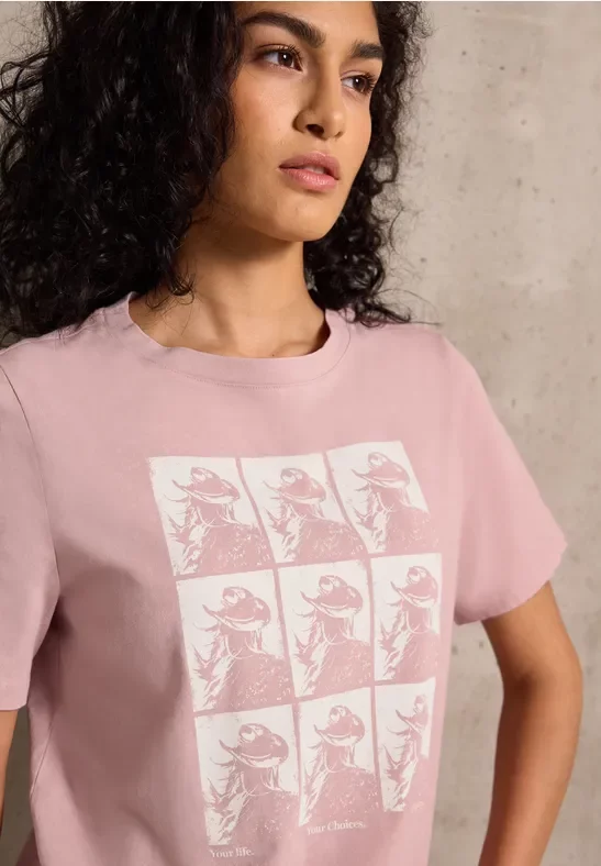 Thumbnail - Street One Studio Frauen Washed-Look Shirt mit Print in Rosa, Gr: 34