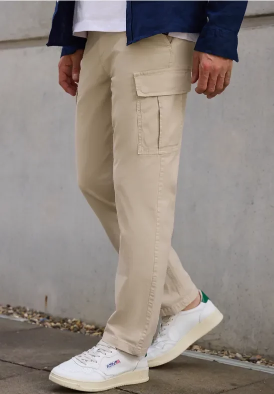 Street One MEN Männer Straight Leg Cargo Hose in Beige, Gr: 36