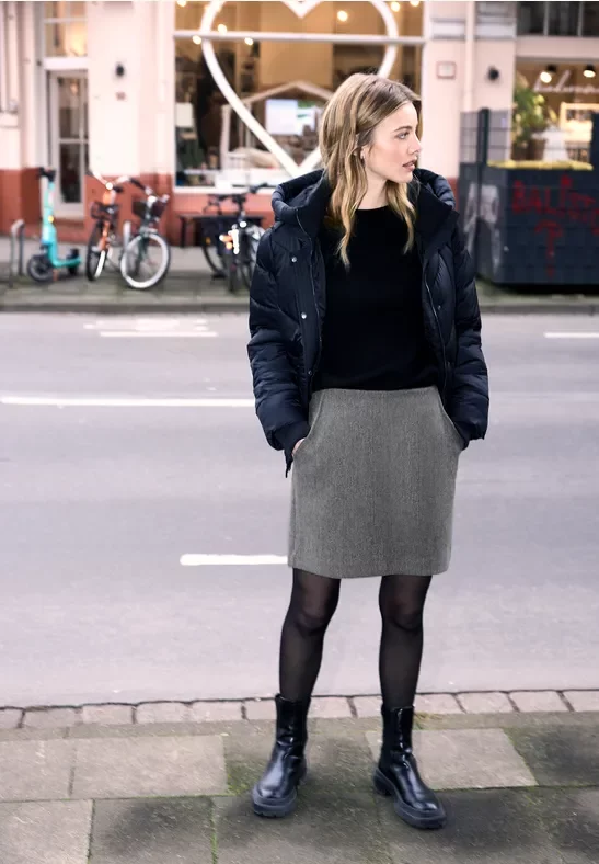 Street One Studio Frauen Rock in Wolloptik in Grau, Gr: 46