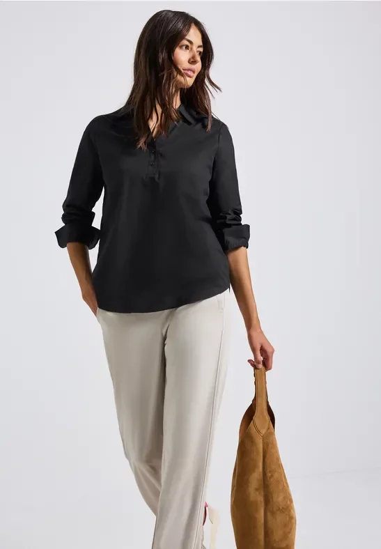 Street One Frauen Business Hemdbluse in Schwarz, Gr: 44