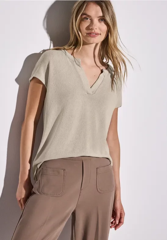 Thumbnail - Street One Frauen Strick-Look Shirt in Beige, Gr: 34