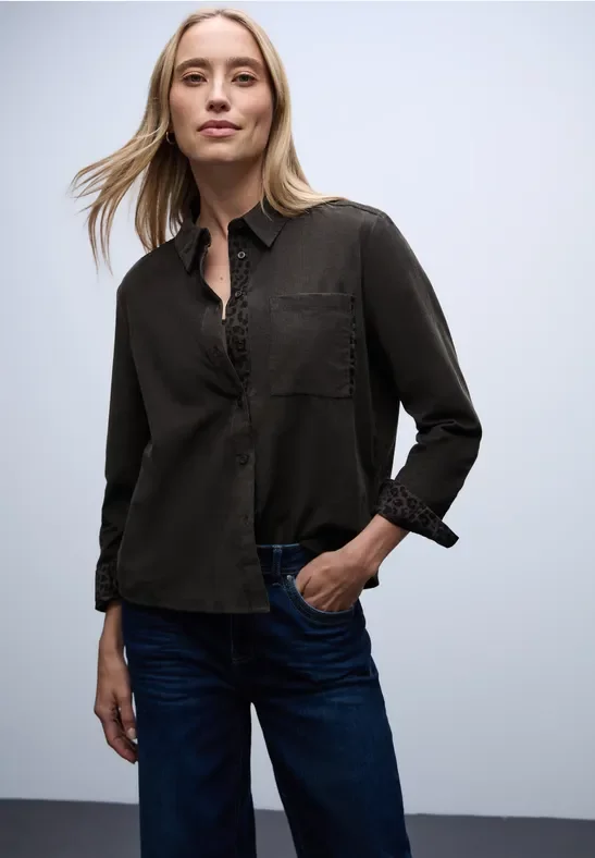 Thumbnail - Street One Frauen Cordbluse mit Tapedetails in Braun, Gr: 36