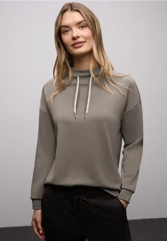 Street One Frauen Silk-Look Shirt in Unifarbe in Braun, Gr: 40