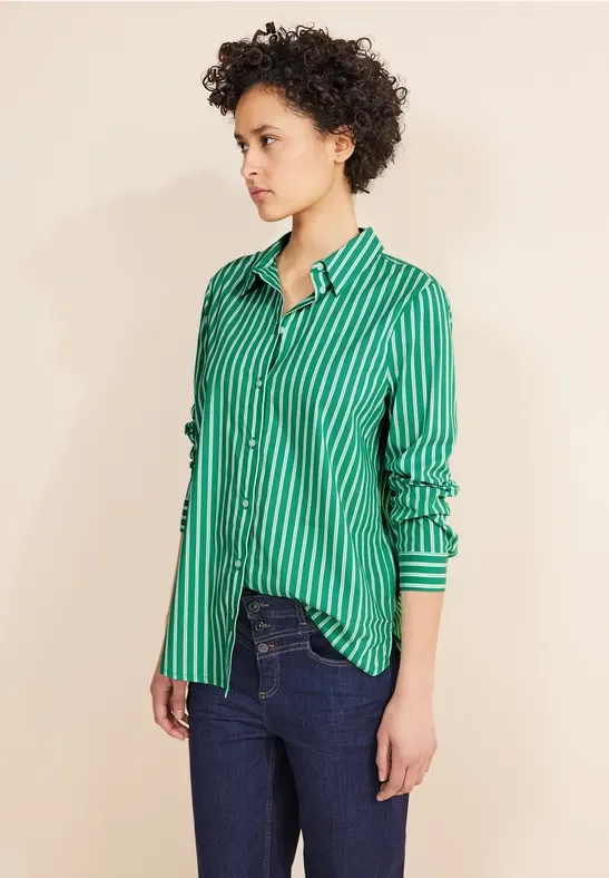 Street One Frauen Streifen Hemdbluse in Grün, Gr: 40