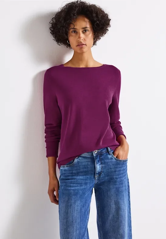 Street One Frauen Basic Pullover in Pink, Gr: 44