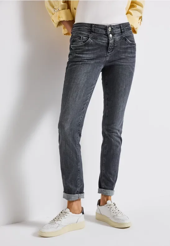 Street One Frauen Casual Fit Jeans in Grau, Gr: 27