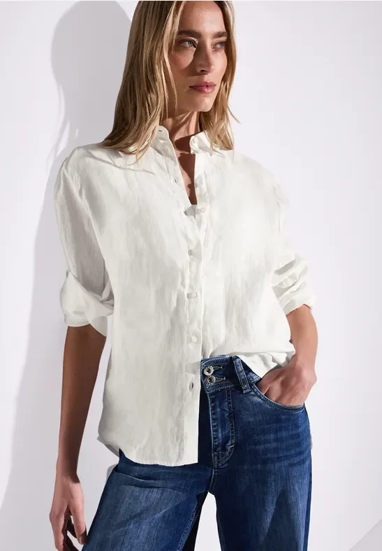 Thumbnail - Street One Frauen Leinenhemdbluse in Weiß, Gr: 40