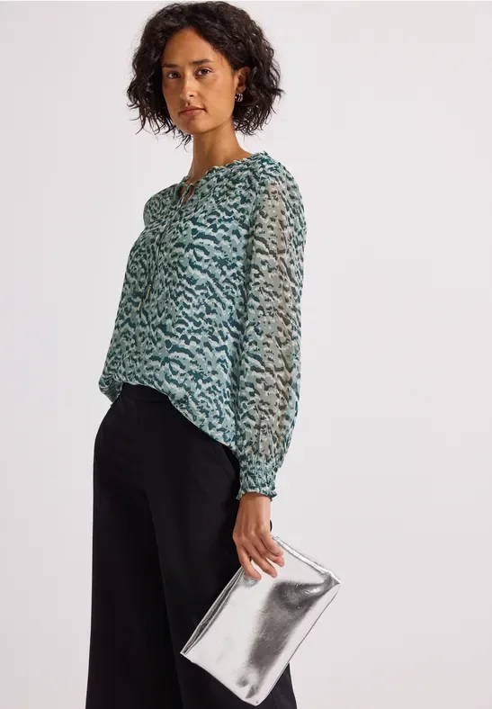 Thumbnail - Street One Frauen Gemusterte Chiffon-Tunika in Blau, Gr: 44