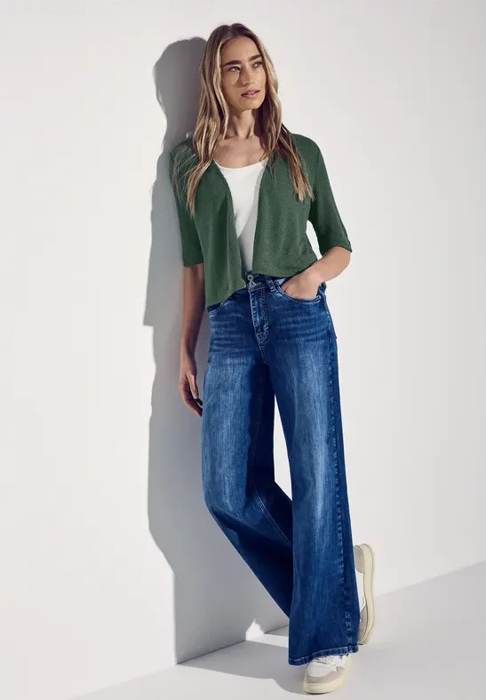 Street One Frauen Strick-Look Jacke in Grün, Gr: 46