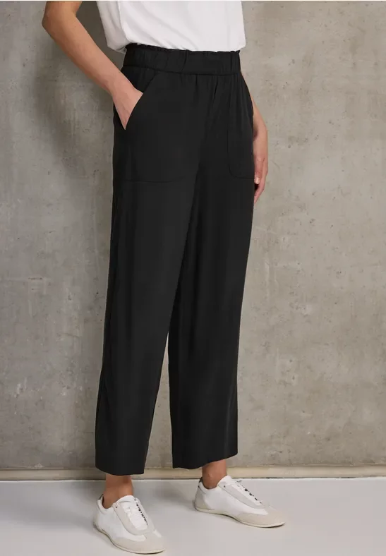 Street One Studio Frauen Viskose-Culotte in Schwarz, Gr: 42