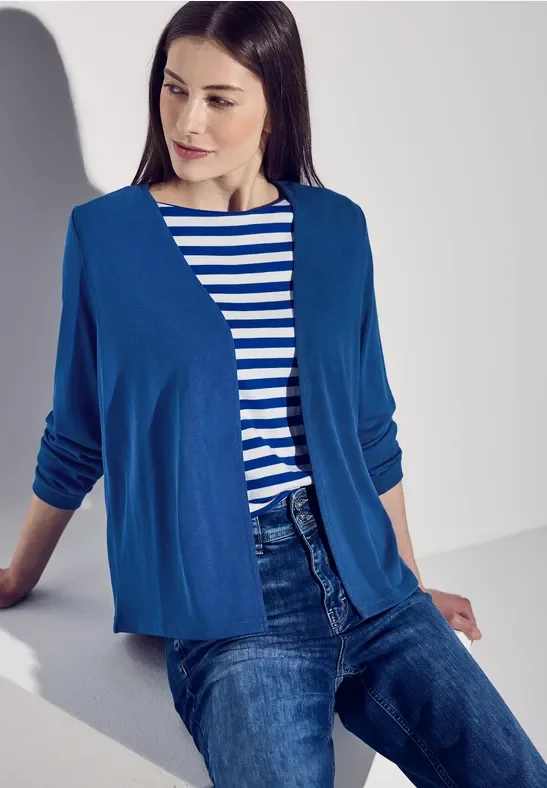 Street One Frauen Offene Jacke in Blau, Gr: 34