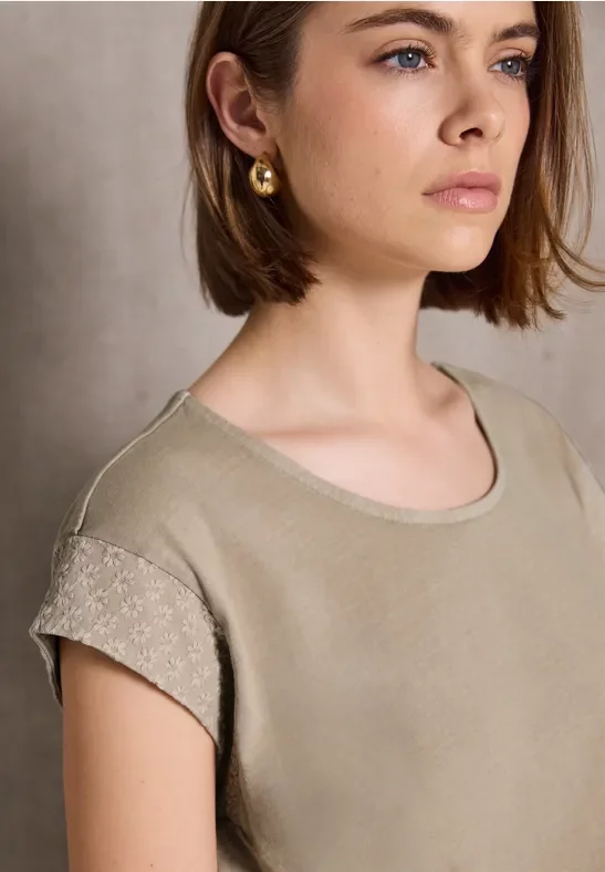 Thumbnail - Street One Studio Frauen Shirt im Washed-Look in Beige, Gr: 34