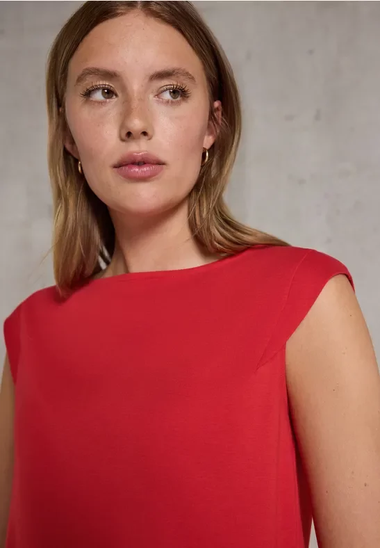 Street One Studio Frauen Jersey-Top in Rot, Gr: 38