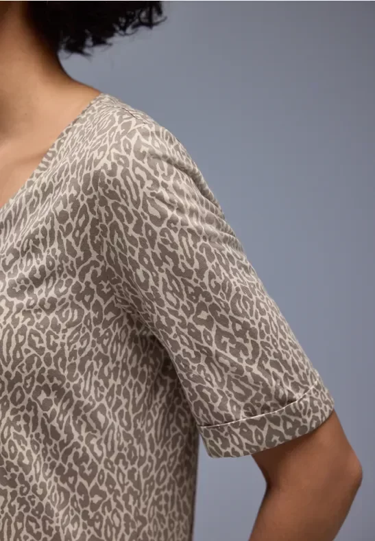 Street One Frauen Leo T-Shirt in Braun, Gr: 38