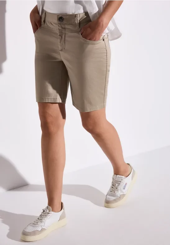 Street One Frauen Satin Bermuda mit Zipper in Beige, Gr: 34