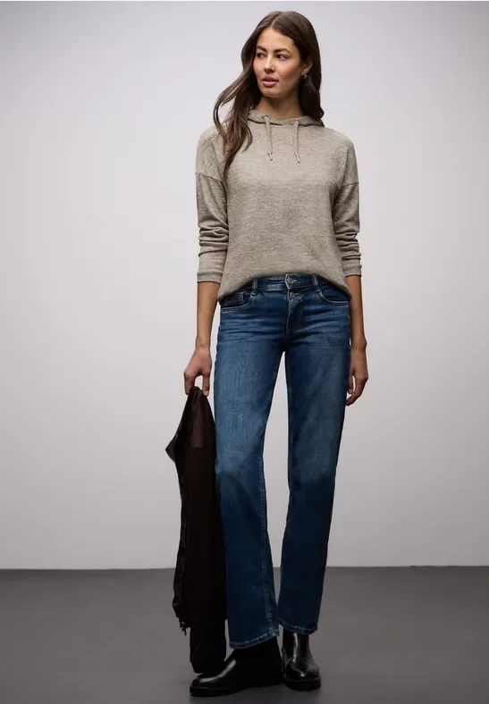 Street One Frauen Melange Hoodie Shirt in Braun, Gr: 42