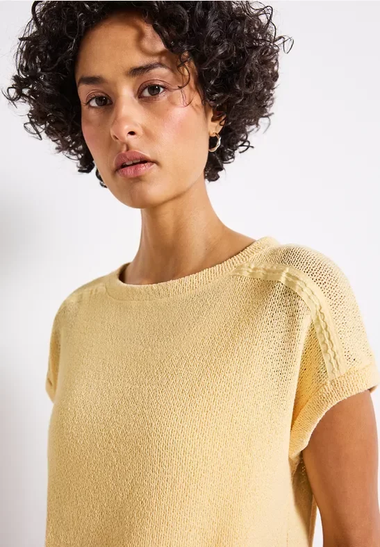 Street One Frauen Strick-Look T-Shirt in Gelb, Gr: 36